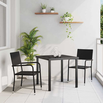 Set da Pranzo per Giardino 3 pcs Nero Poly Rattan - homemem39