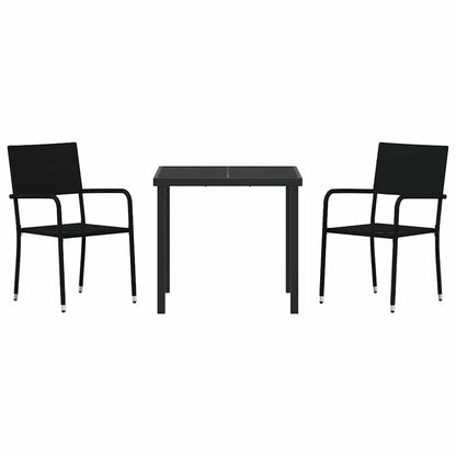 Set da Pranzo per Giardino 3 pcs Nero Poly Rattan - homemem39