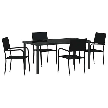 Set da Pranzo per Giardino con cuscino 5 pcs Nero polyrattan | homemem39