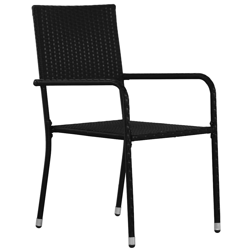 Set da Pranzo per Giardino con cuscino 5 pcs Nero polyrattan | homemem39