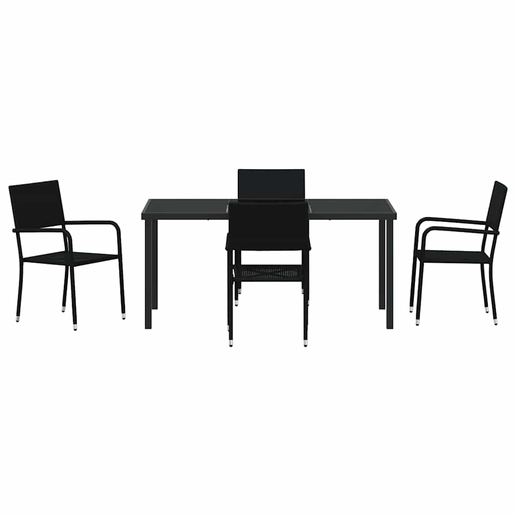 Set da Pranzo per Giardino con cuscino 5 pcs Nero polyrattan | homemem39
