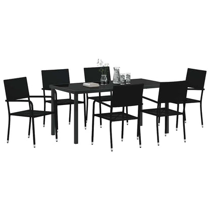 Set da Pranzo per Giardino con cuscino 7 pcs Nero polyrattan | homemem39