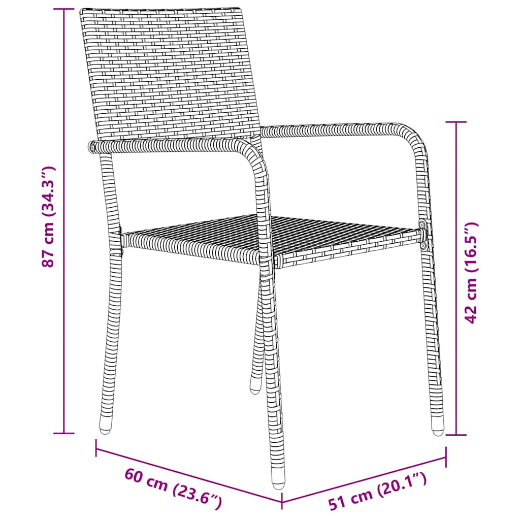 Set da Pranzo per Giardino con cuscino 7 pcs Nero polyrattan | homemem39