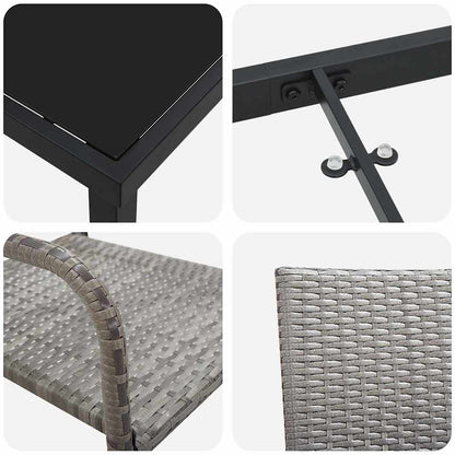 Set da Pranzo per Giardino 3 pcs Grigio Poly Rattan - homemem39