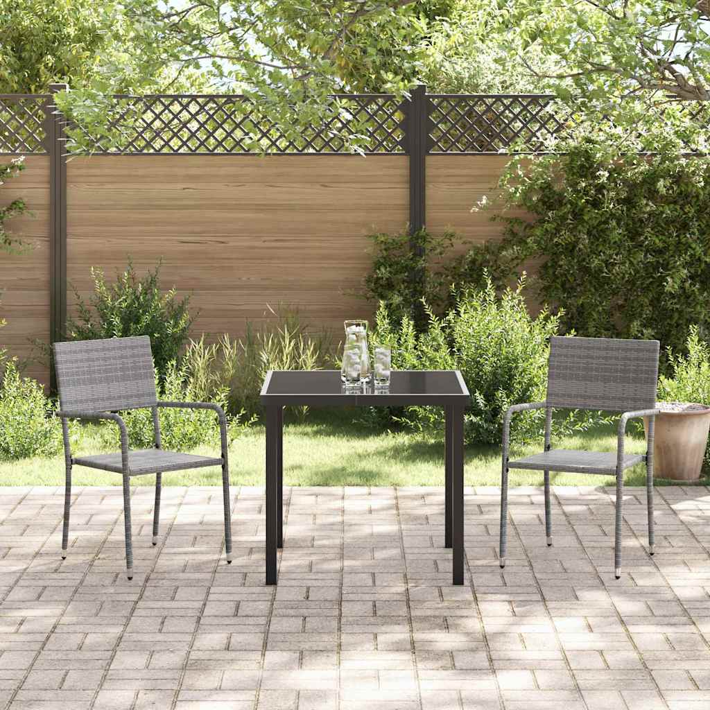 Set da Pranzo per Giardino 3 pcs Grigio Poly Rattan - homemem39