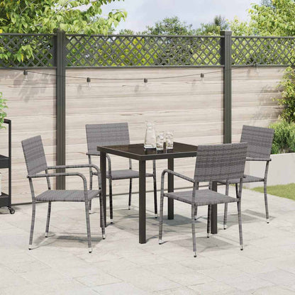 Set da Pranzo per Giardino 5 pcs Grigio Poly Rattan - homemem39