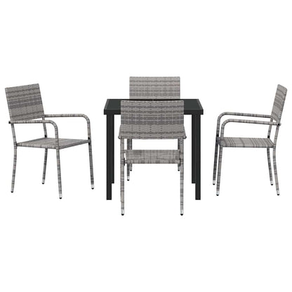 Set da Pranzo per Giardino 5 pcs Grigio Poly Rattan - homemem39