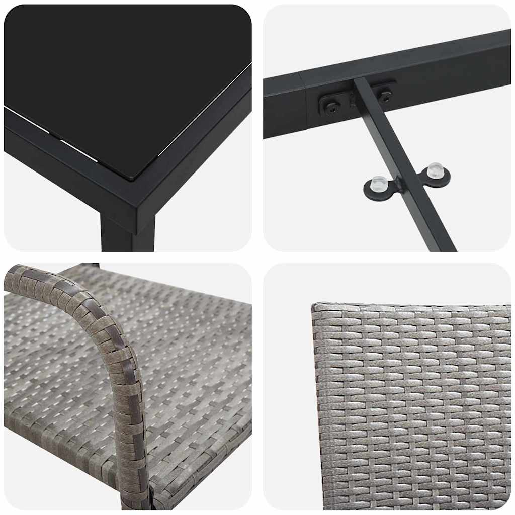 Set da Pranzo per Giardino 5 pcs Grigio Poly Rattan - homemem39