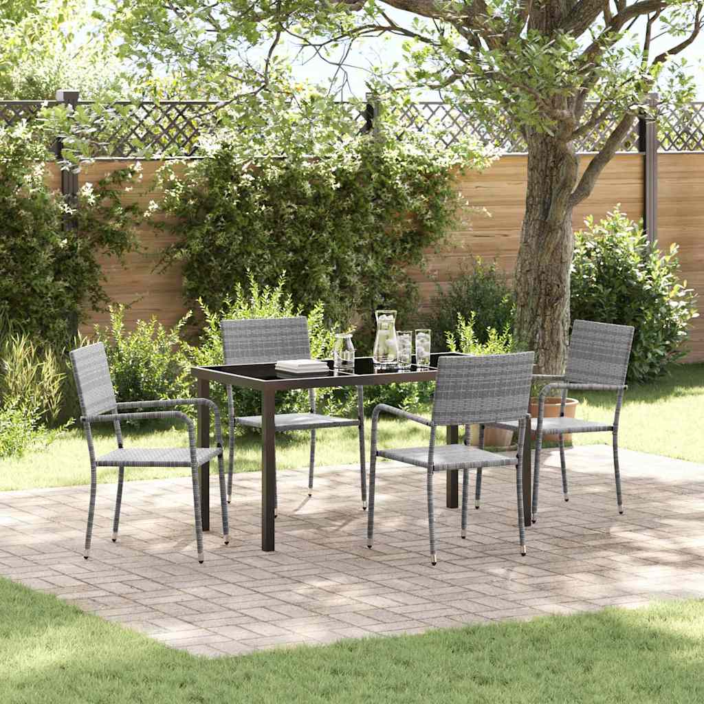 Set da Pranzo per Giardino 5 pcs Grigio Poly Rattan - homemem39