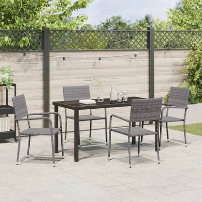 Set da Pranzo per Giardino 5 pcs Grigio Poly Rattan - homemem39