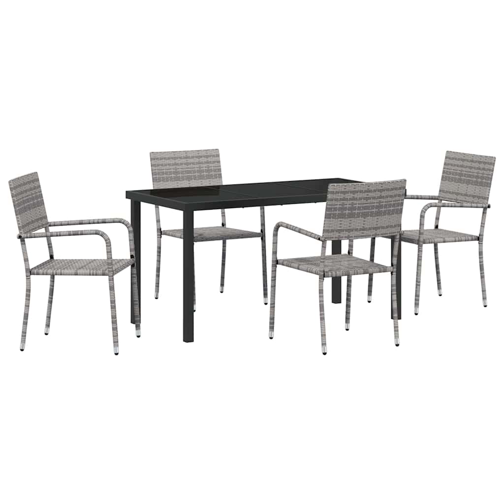Set da Pranzo per Giardino 5 pcs Grigio Poly Rattan - homemem39