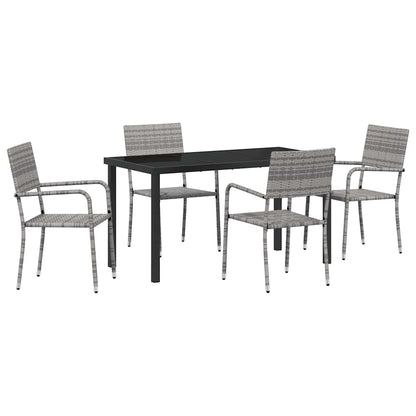 Set da Pranzo per Giardino 5 pcs Grigio Poly Rattan - homemem39