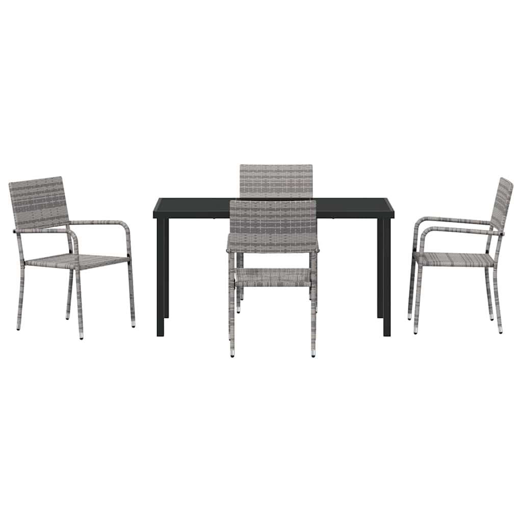 Set da Pranzo per Giardino 5 pcs Grigio Poly Rattan - homemem39