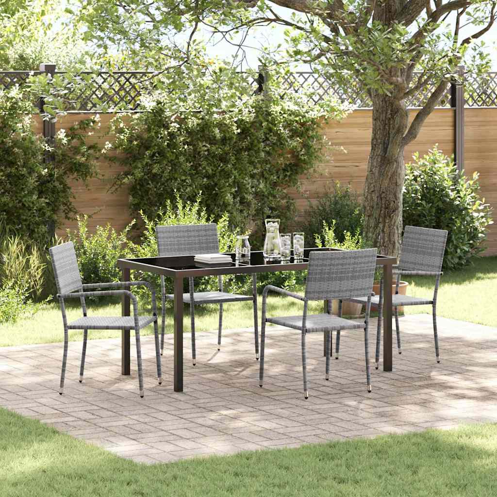 Set da Pranzo per Giardino 5 pcs Grigio Poly Rattan - homemem39