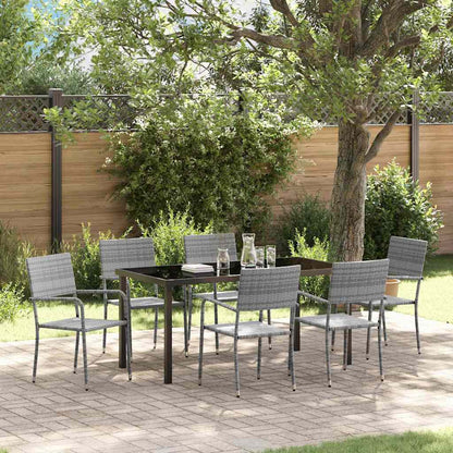 Set da Pranzo per Giardino con cuscino 7 pcs Grigio polyrattan | homemem39