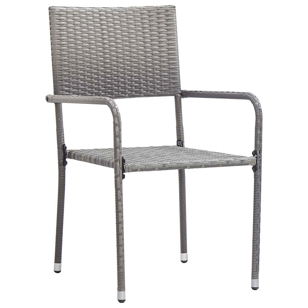 Set da Pranzo per Giardino con cuscino 7 pcs Grigio polyrattan | homemem39