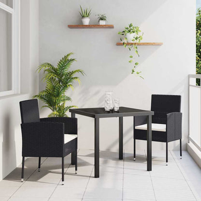 Set da Pranzo per Giardino con cuscino 3 pcs Nero Poly Rattan - homemem39