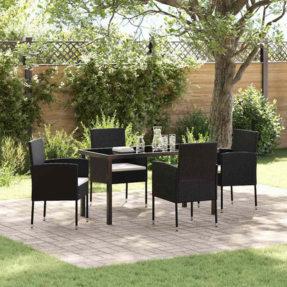 Set da Pranzo per Giardino con cuscino 5 pcs Nero Poly Rattan - homemem39