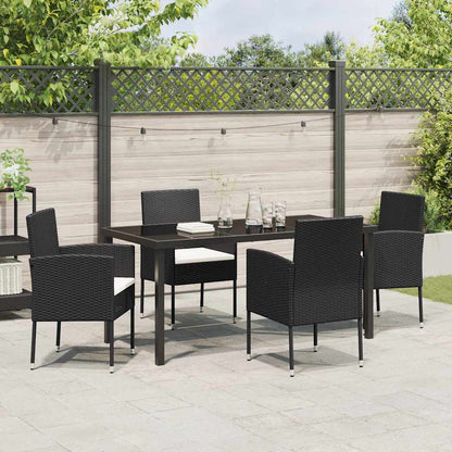 Set da Pranzo per Giardino con cuscino 5 pcs Nero Poly Rattan - homemem39