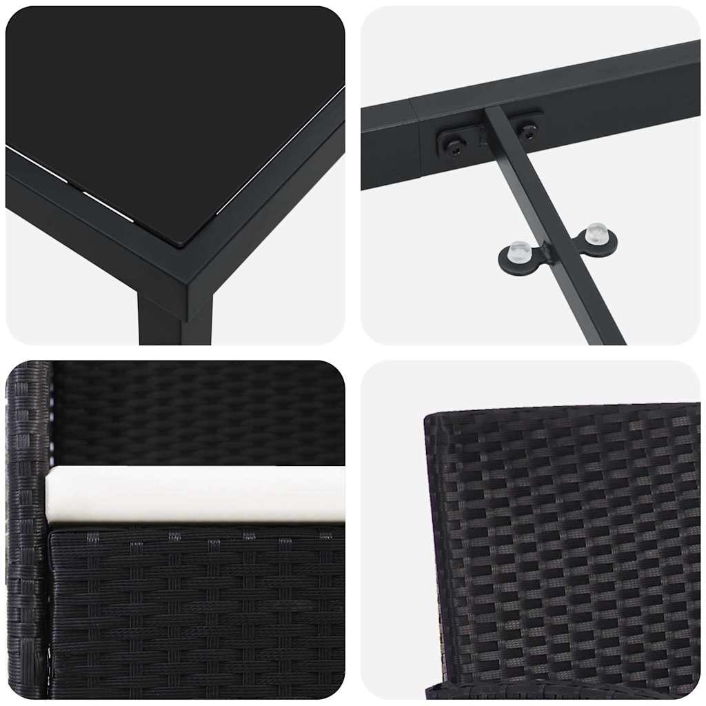 Set da Pranzo per Giardino con cuscino 7 pcs Nero Poly Rattan - homemem39