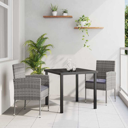 Set da Pranzo per Giardino con cuscino 3 pcs Grigio Poly Rattan - homemem39
