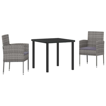 Set da Pranzo per Giardino con cuscino 3 pcs Grigio Poly Rattan - homemem39