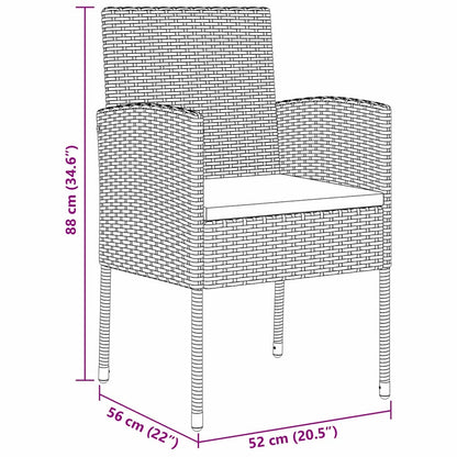 Set da Pranzo per Giardino con cuscino 3 pcs Grigio Poly Rattan - homemem39