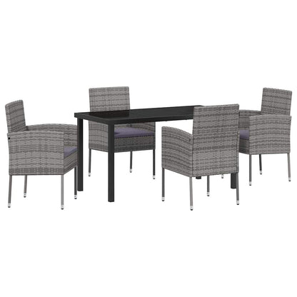 Set da Pranzo per Giardino con cuscino 5 pcs Grigio polyrattan | homemem39