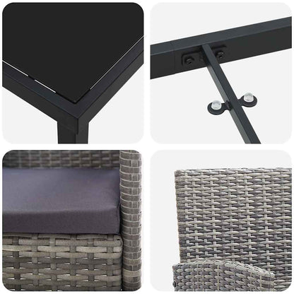 Set da Pranzo per Giardino con cuscino 7 pcs Grigio polyrattan | homemem39