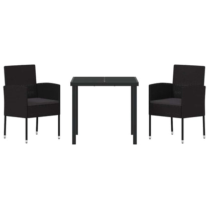 Set da Pranzo per Giardino con cuscino 3 pcs Nero polyrattan | homemem39