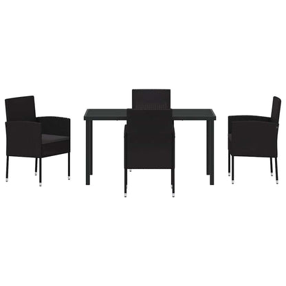 Set da Pranzo per Giardino con cuscino 5 pcs Nero polyrattan | homemem39