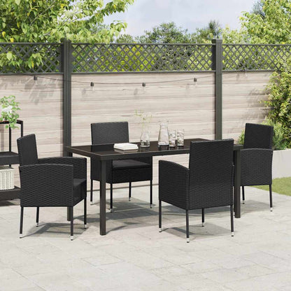Set da Pranzo per Giardino con cuscino 5 pcs Nero polyrattan | homemem39