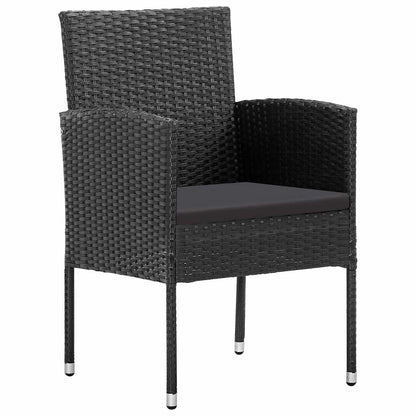 Set da Pranzo per Giardino con cuscino 5 pcs Nero polyrattan | homemem39