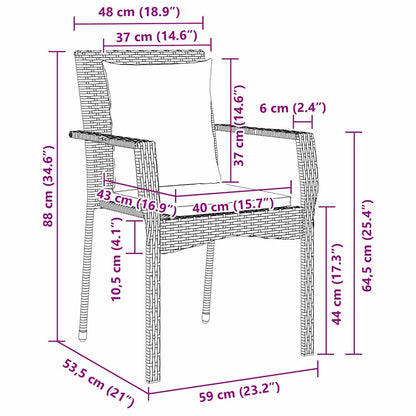 Set da Pranzo per Giardino con cuscino 3 pcs Nero Poly Rattan - homemem39