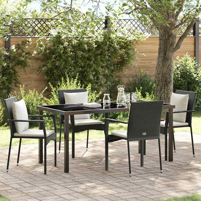 Set da Pranzo per Giardino con cuscino 5 pcs Nero Poly Rattan - homemem39