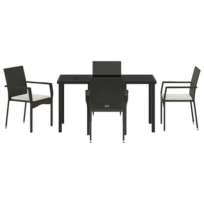 Set da Pranzo per Giardino con cuscino 5 pcs Nero Poly Rattan - homemem39