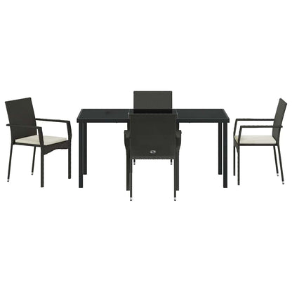 Set da Pranzo per Giardino con cuscino 5 pcs Nero Poly Rattan - homemem39