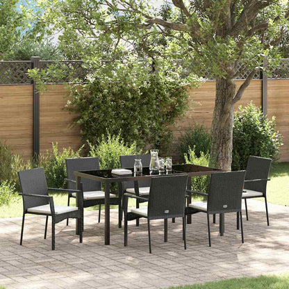 Set da Pranzo per Giardino con cuscino 7 pcs Nero Poly Rattan - homemem39