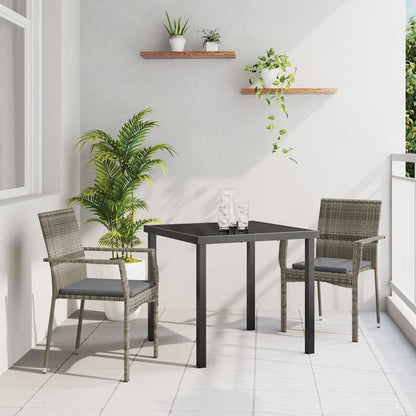 Set da Pranzo per Giardino con cuscino 3 pcs Grigio Poly Rattan - homemem39