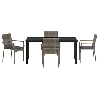 Set da Pranzo per Giardino con cuscino 5 pcs Grigio Poly Rattan - homemem39
