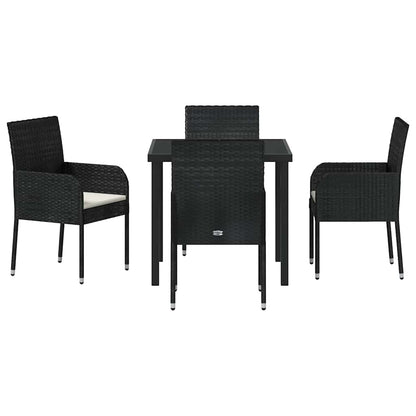 Set da Pranzo per Giardino con cuscino 5 pcs Nero Poly Rattan - homemem39