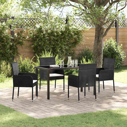 Set da Pranzo per Giardino con cuscino 5 pcs Nero Poly Rattan - homemem39