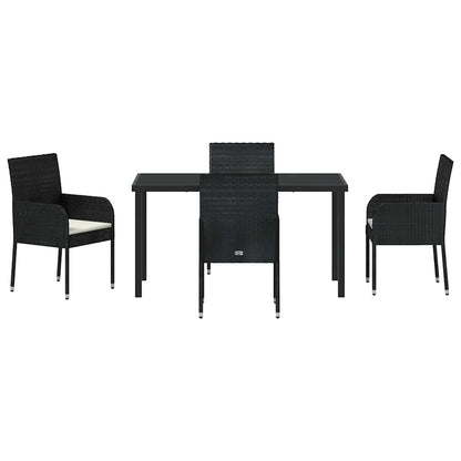 Set da Pranzo per Giardino con cuscino 5 pcs Nero Poly Rattan - homemem39