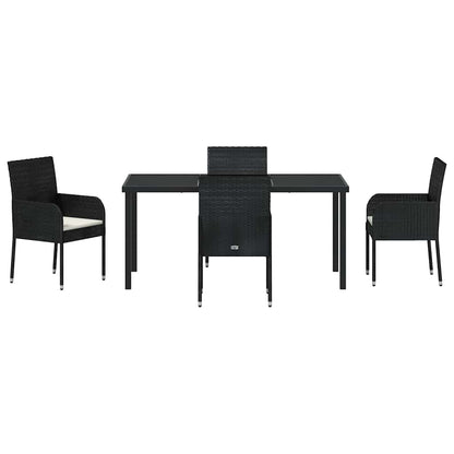 Set da Pranzo per Giardino con cuscino 5 pcs Nero Poly Rattan - homemem39