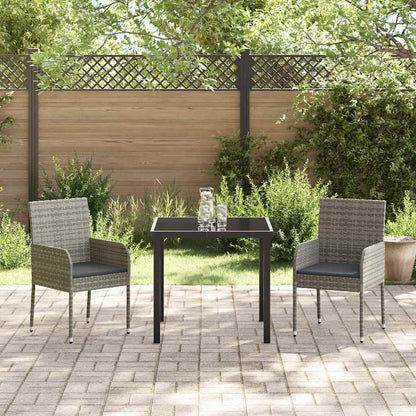 Set da Pranzo per Giardino con cuscino 3 pcs Grigio Poly Rattan - homemem39
