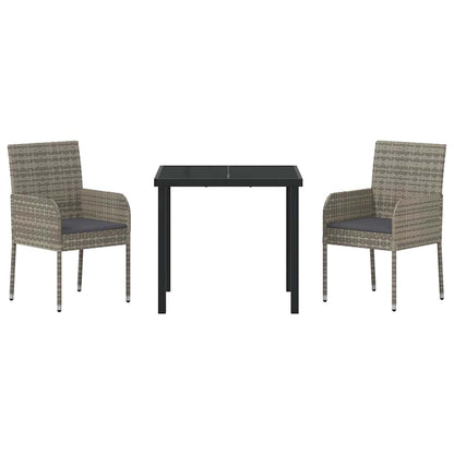 Set da Pranzo per Giardino con cuscino 3 pcs Grigio Poly Rattan - homemem39
