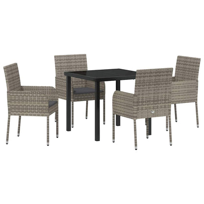 Set da Pranzo per Giardino con cuscino 5 pcs Grigio Poly Rattan - homemem39