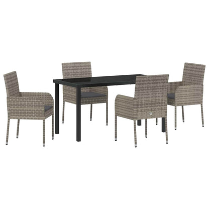 Set da Pranzo per Giardino con cuscino 5 pcs Grigio Poly Rattan - homemem39