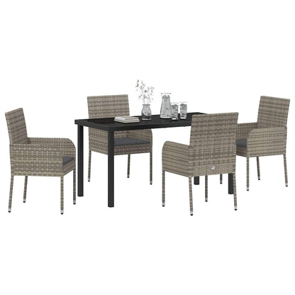 Set da Pranzo per Giardino con cuscino 5 pcs Grigio Poly Rattan - homemem39