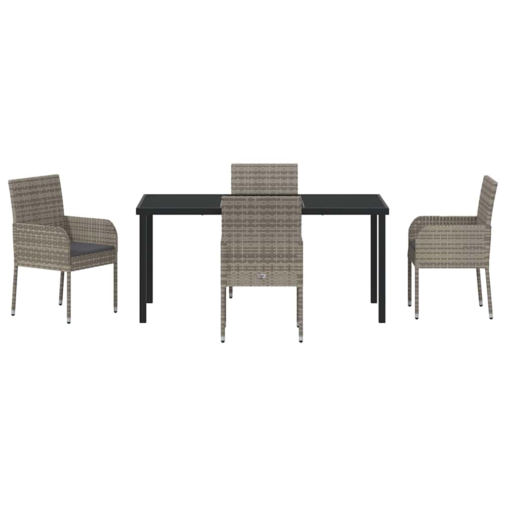 Set da Pranzo per Giardino con cuscino 5 pcs Grigio Poly Rattan - homemem39